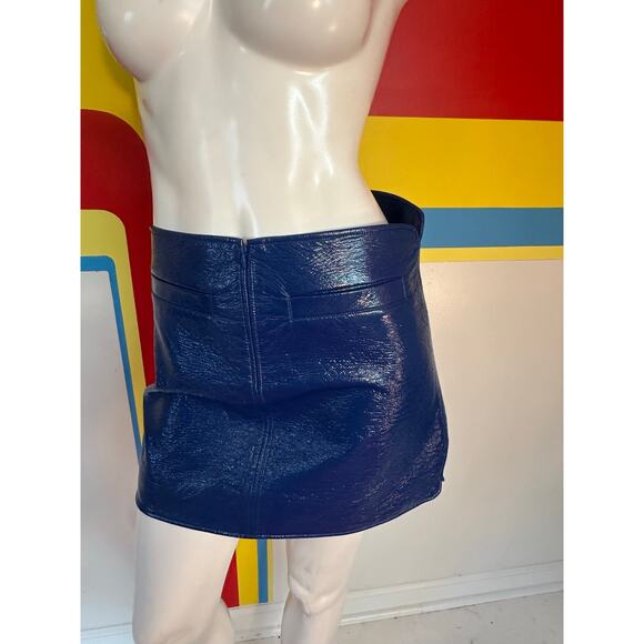 Y2K does 60s vintage Courrèges blue vinyl mini skirt s m designer space age - Picture 3 of 9